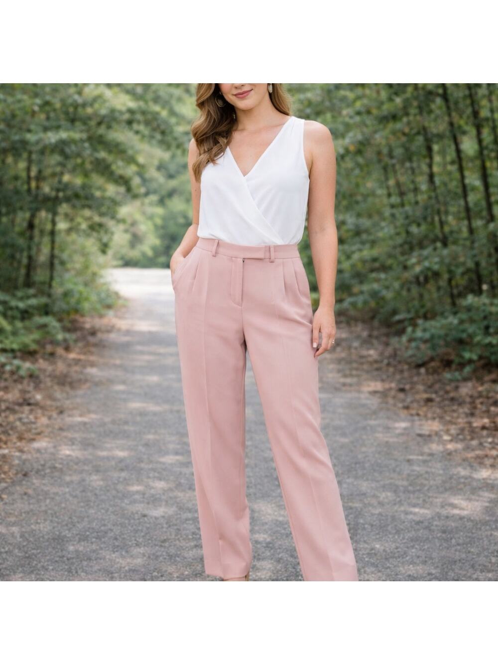 Joseph SZ 40 US 8 BEN CREPE SLIM-LEG PANTS IN PASTEL PINK $405